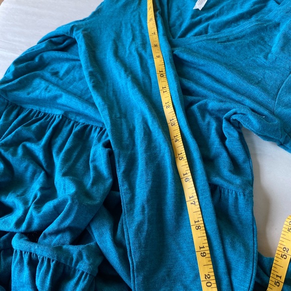MATILDA JANE Tiered Knit Dress‎ Teal Modal Long Sleeves Vneck Boho Cottagecore S - Picture 6 of 10